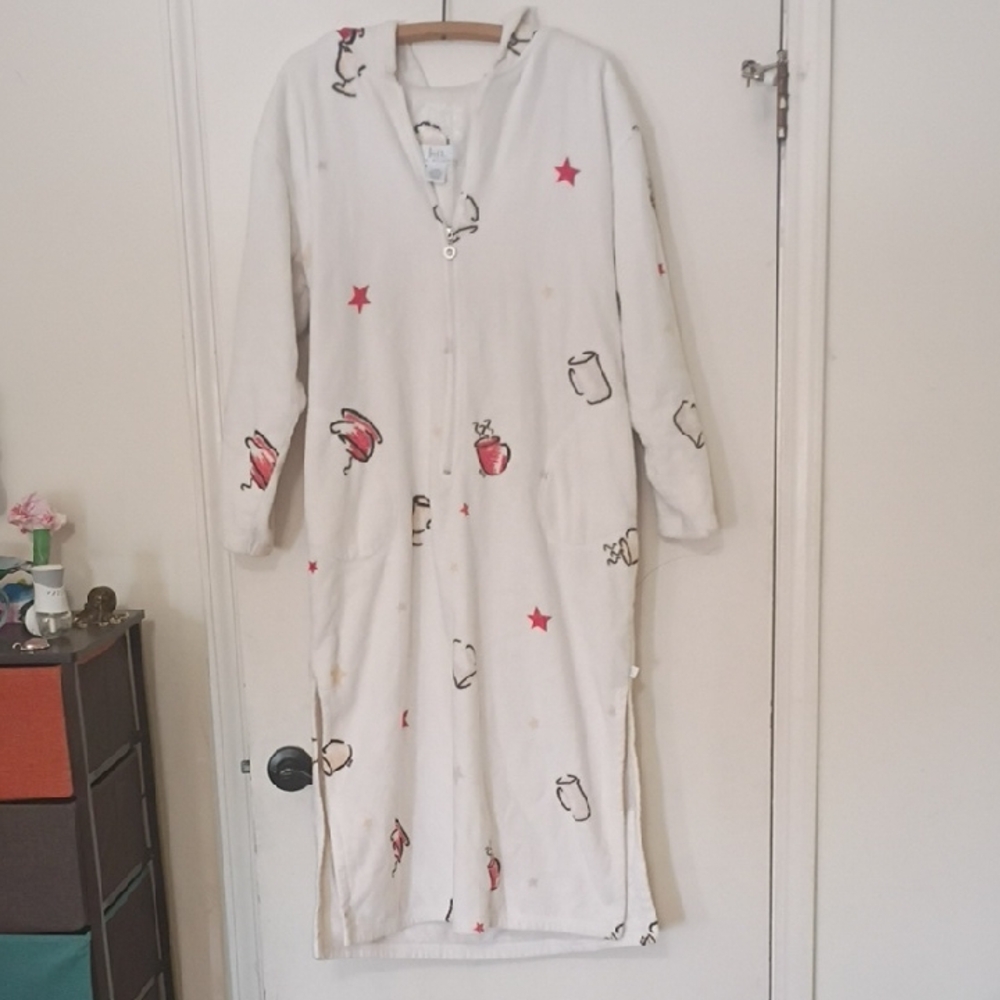 100% Cotton Karen Neuburger Hooded Terry Bath Gown L